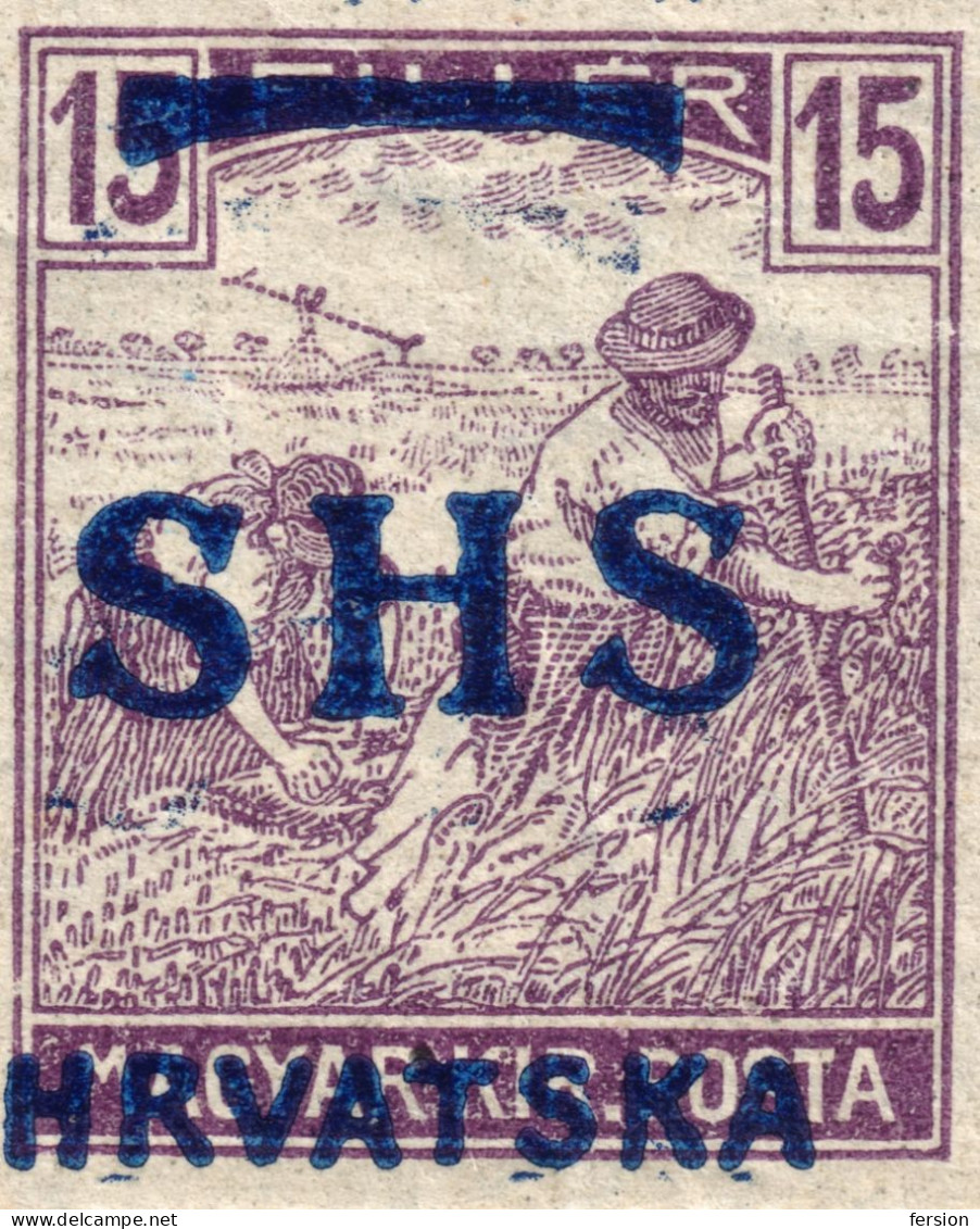 1918 SHS Yugoslavia Croatia - Hungary Harvester OVERPRINT LOT - MH 5 F /  6 F / 15 F - Ungebraucht