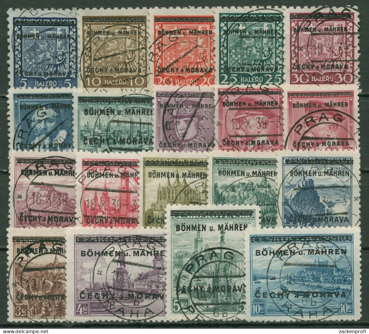 Böhmen Und Mähren 1939 Marken Mit Aufdruck 1/19 Gestempelt Signiert - Usados
