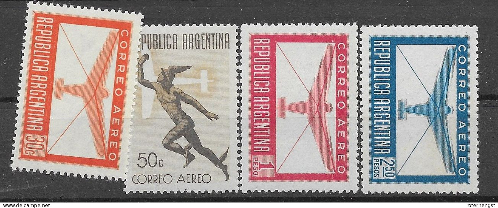 Argentina Mnh ** 32 Euros 1946-68 No Watermark Set (only Better Small Orange Stamp Has Watermark) - Neufs