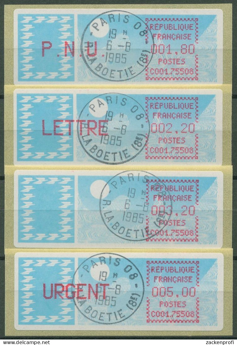 Frankreich ATM 1985 Taube Satz 1,80/2,20/3,20/5,00 ATM 6.9 Zd ZS 2 Gestempelt - 1985 « Carrier » Paper