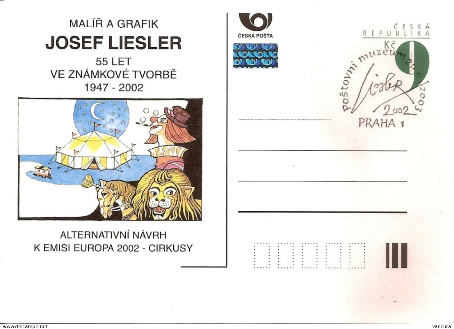 CDV B 409 A,B Czech Republic EUROPA J. Liesler Circus 2002 Lion NOTICE POOR SCAN, BUT THE CARDS ARE FINE! - 2002