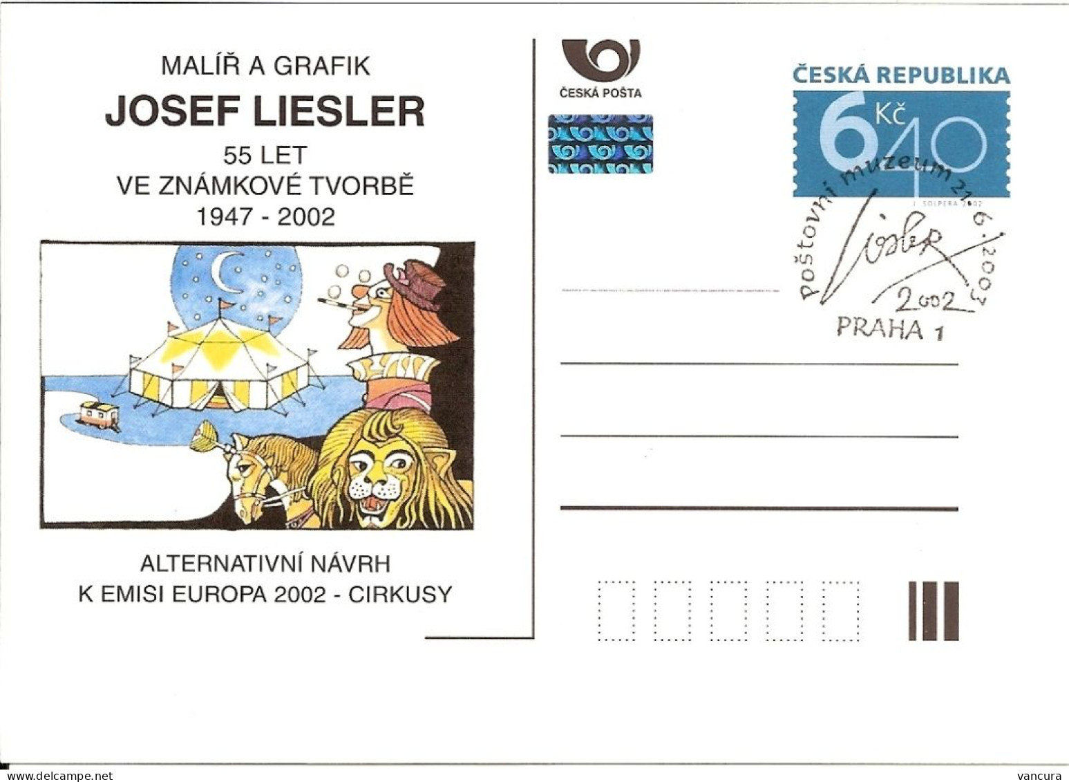 CDV B 409 A,B Czech Republic EUROPA J. Liesler Circus 2002 Lion NOTICE POOR SCAN, BUT THE CARDS ARE FINE! - 2002