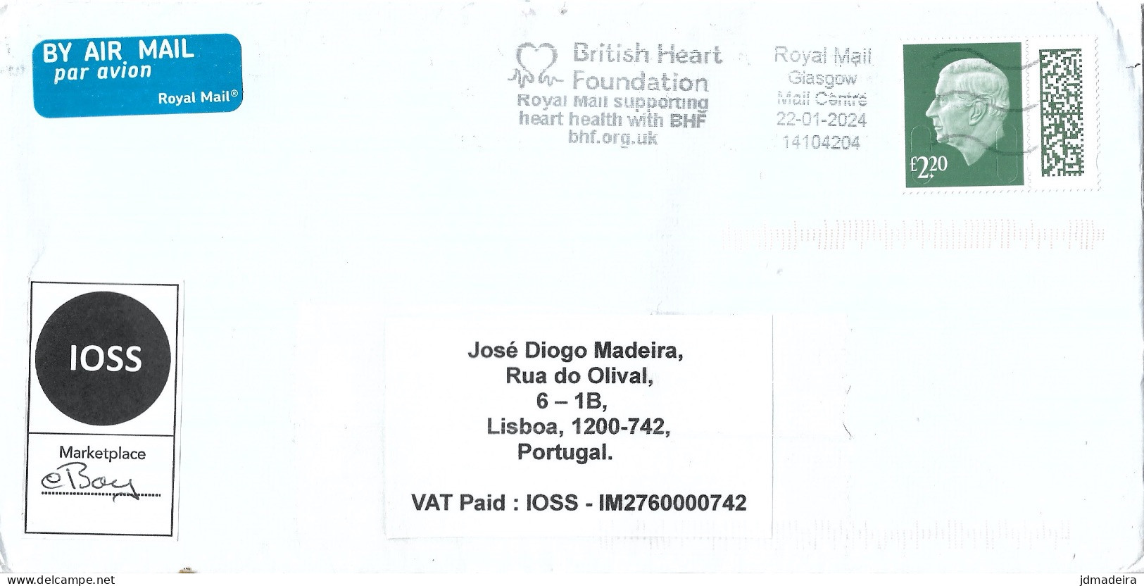 UK Cover King Charles Stamp British Heart Foundation Slogan Cancel - Unclassified