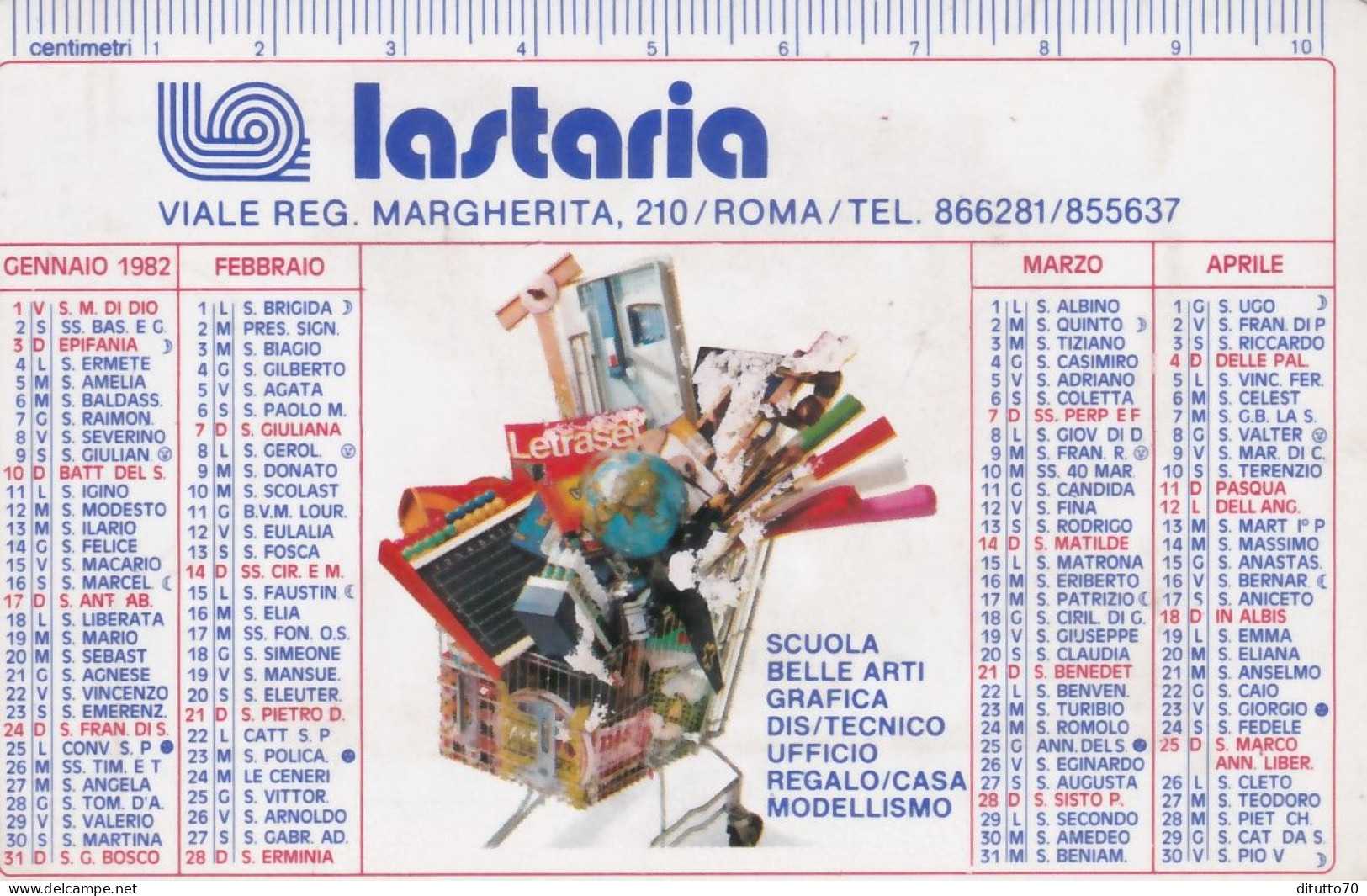 Calendarietto - Lastaria - Roma - Anno 1982 - Petit Format : 1981-90