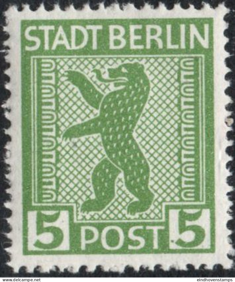 Germany 1945 Stadt Berlin 5 Pf Plateflaw Mi A XVIII MNH Certified Ströh BPP Point In Right Rectangular Corner - Berlin & Brandebourg