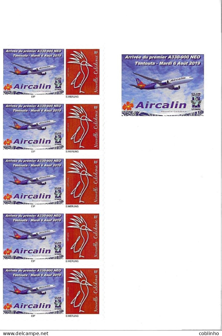NOUVELLE CALEDONIE (New Caledonia)- Bord De Feuille De Timbres Personnalisés - Club Cagou - 2019 - Aircalin Airbus - Unused Stamps