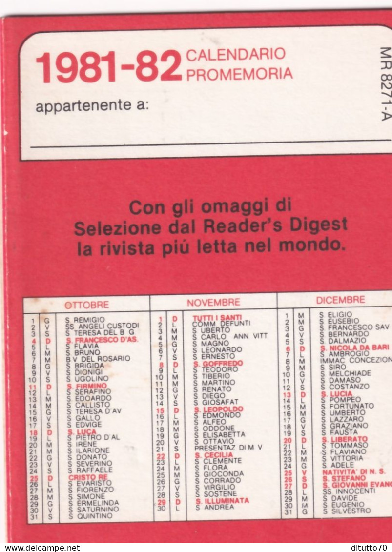 Calendarietto - Reader's Digest - Anno 1982 - Petit Format : 1981-90