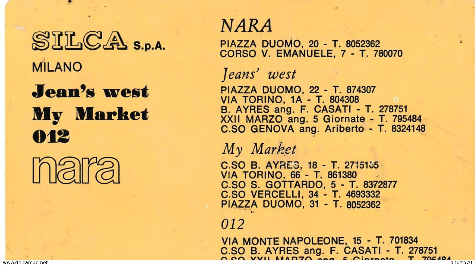 Calendarietto - Silca - Mara - Milano - Anno 1982 - Petit Format : 1981-90