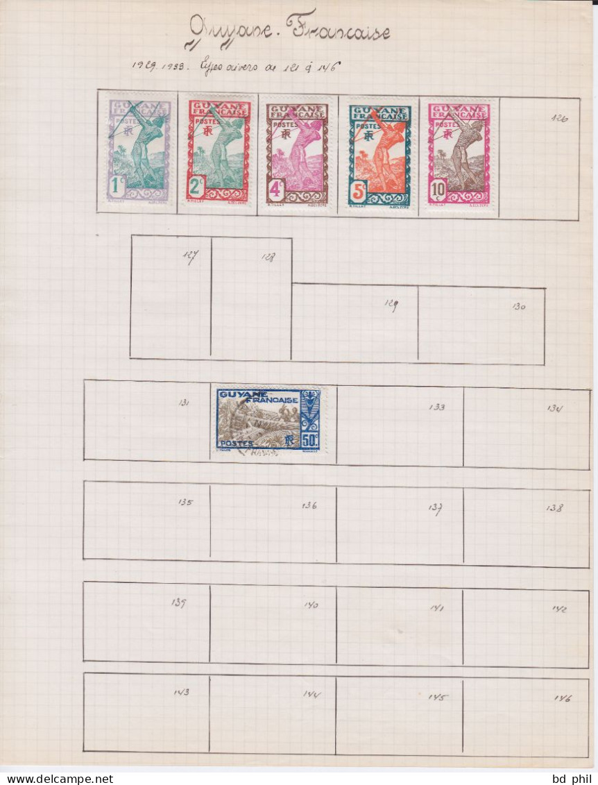 Lot 27 Timbres Guyane Française 1892 1929 1933 1937 1938 1939 Oblitérés Et Neuf Avec Charnière - Sonstige & Ohne Zuordnung