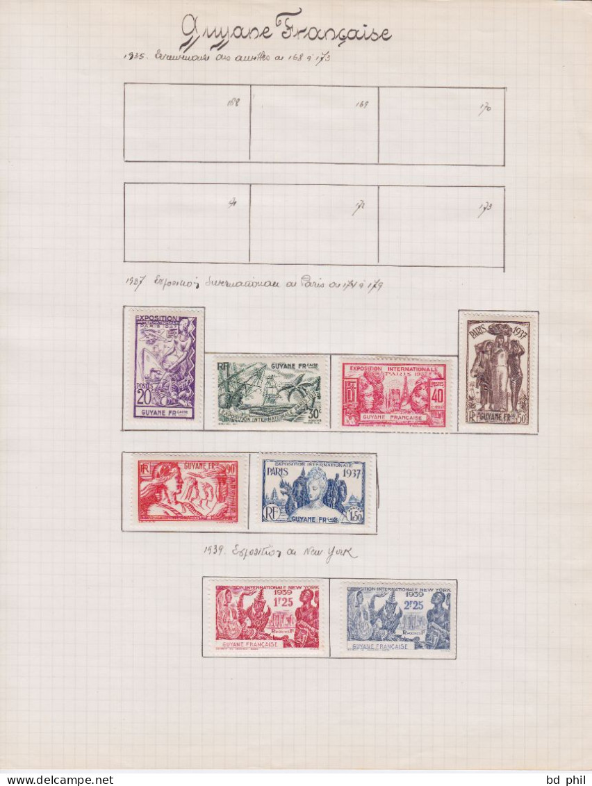 Lot 27 Timbres Guyane Française 1892 1929 1933 1937 1938 1939 Oblitérés Et Neuf Avec Charnière - Sonstige & Ohne Zuordnung