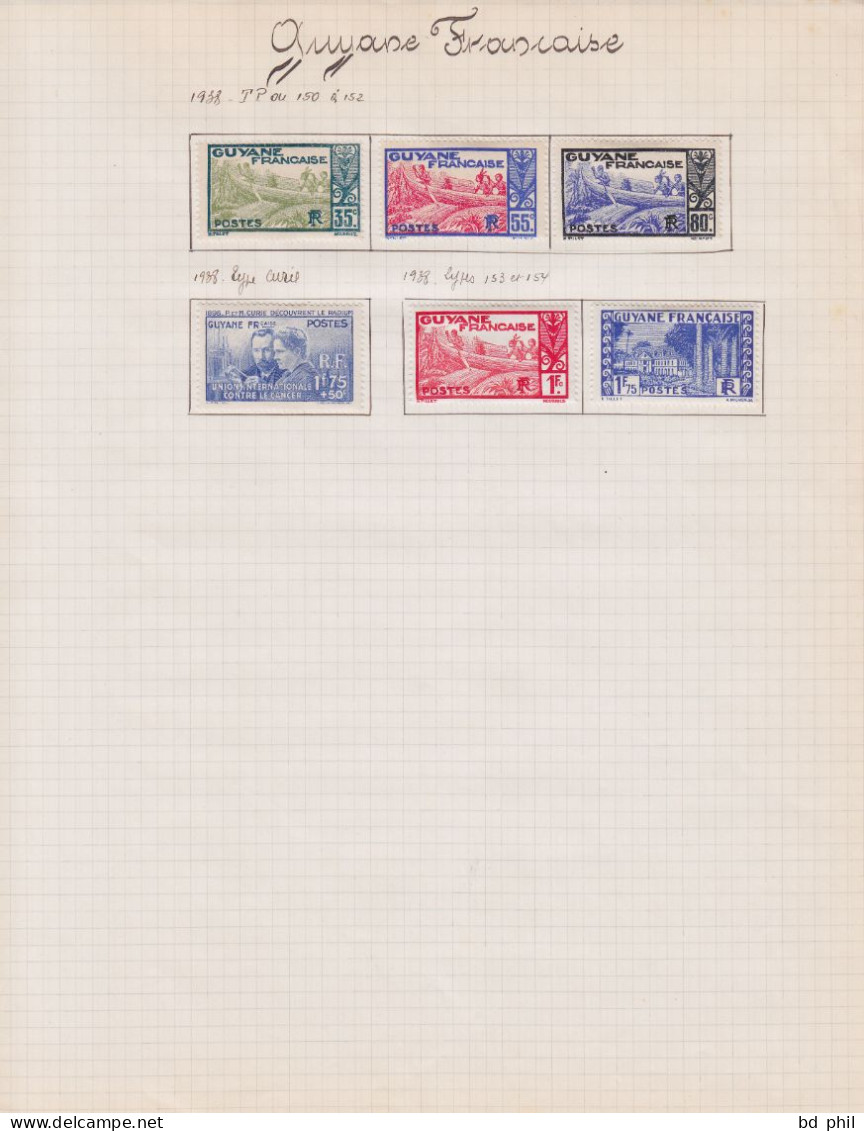 Lot 27 Timbres Guyane Française 1892 1929 1933 1937 1938 1939 Oblitérés Et Neuf Avec Charnière - Other & Unclassified