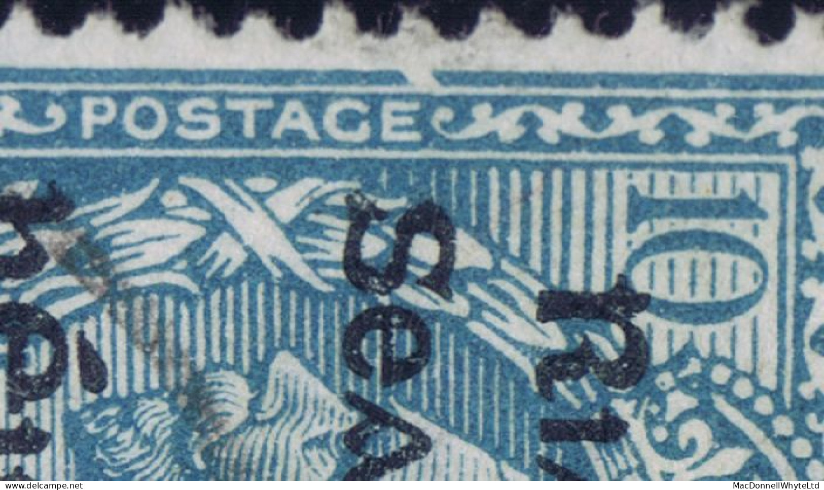 Ireland 1922 Thom Rialtas 5-line Ovpt In Blue-black On10d Turquoise, Var "Broken Frameline" Fine Used Cds - Usati