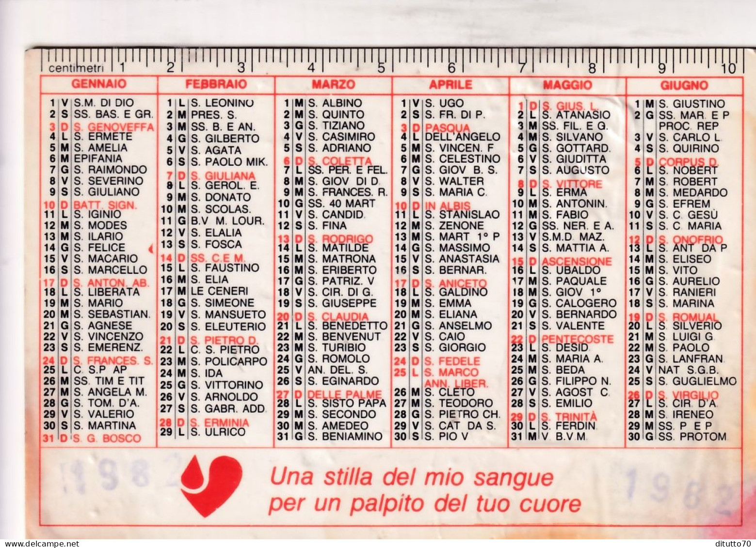 Calendarietto - Università Degli Studi Di Perugia - Anno 1981 - Petit Format : 1981-90