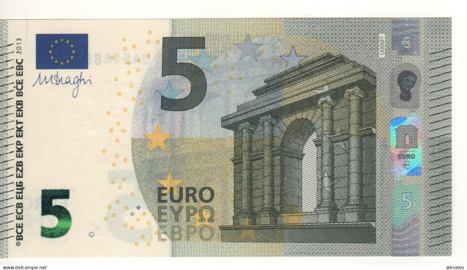 5 EURO  "France"    DRAGHI   U 006 F1    UA5153105739 /  FDS - UNC - 5 Euro