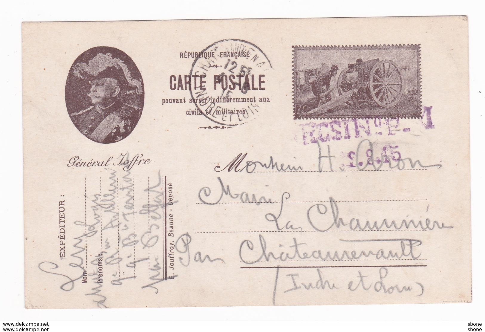 Carte En Franchise Militaire - Joffre - Canon De 75 - France