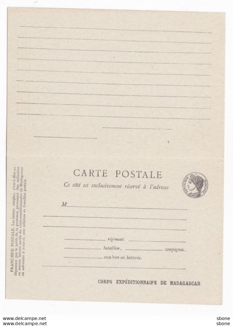 Carte Double En Franchise Militaire - Corps Expéditionnaire De Madagascar - Francia