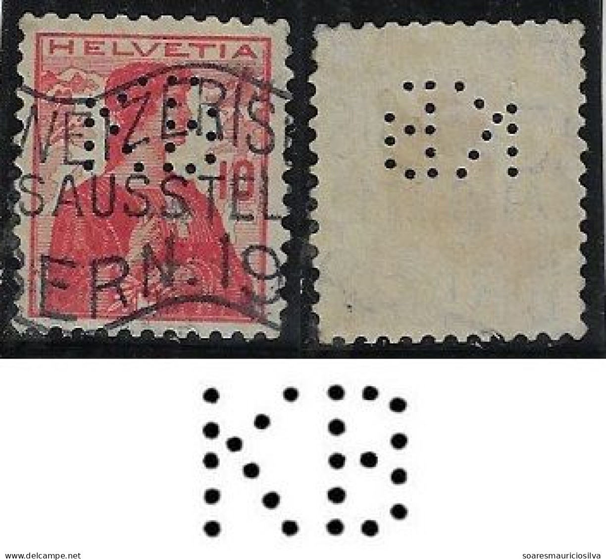 Switzerland 1912/1926 Stamp Perfin KB By Kantonalbank Von Bern Cantonal Bank Of Bern Lochung Perfore - Perfin