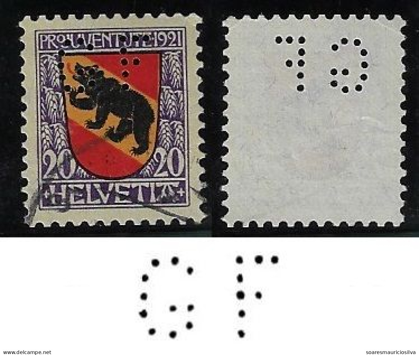 Switzerland 1921/1925 Stamp Perfin GF By George Fisher From Schaffhausen Lochung Perfore - Perfin
