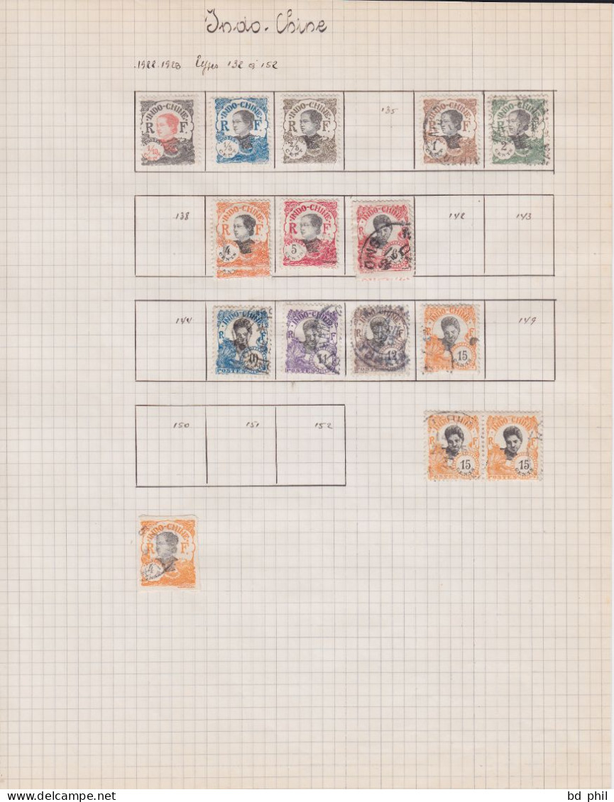 Lot 102 Timbres Indochine 1892 1902 1907 1919 1922 1931 1935 1936 1937 1938 1939 Neuf Et Oblitéré Avec Charnière - Other & Unclassified