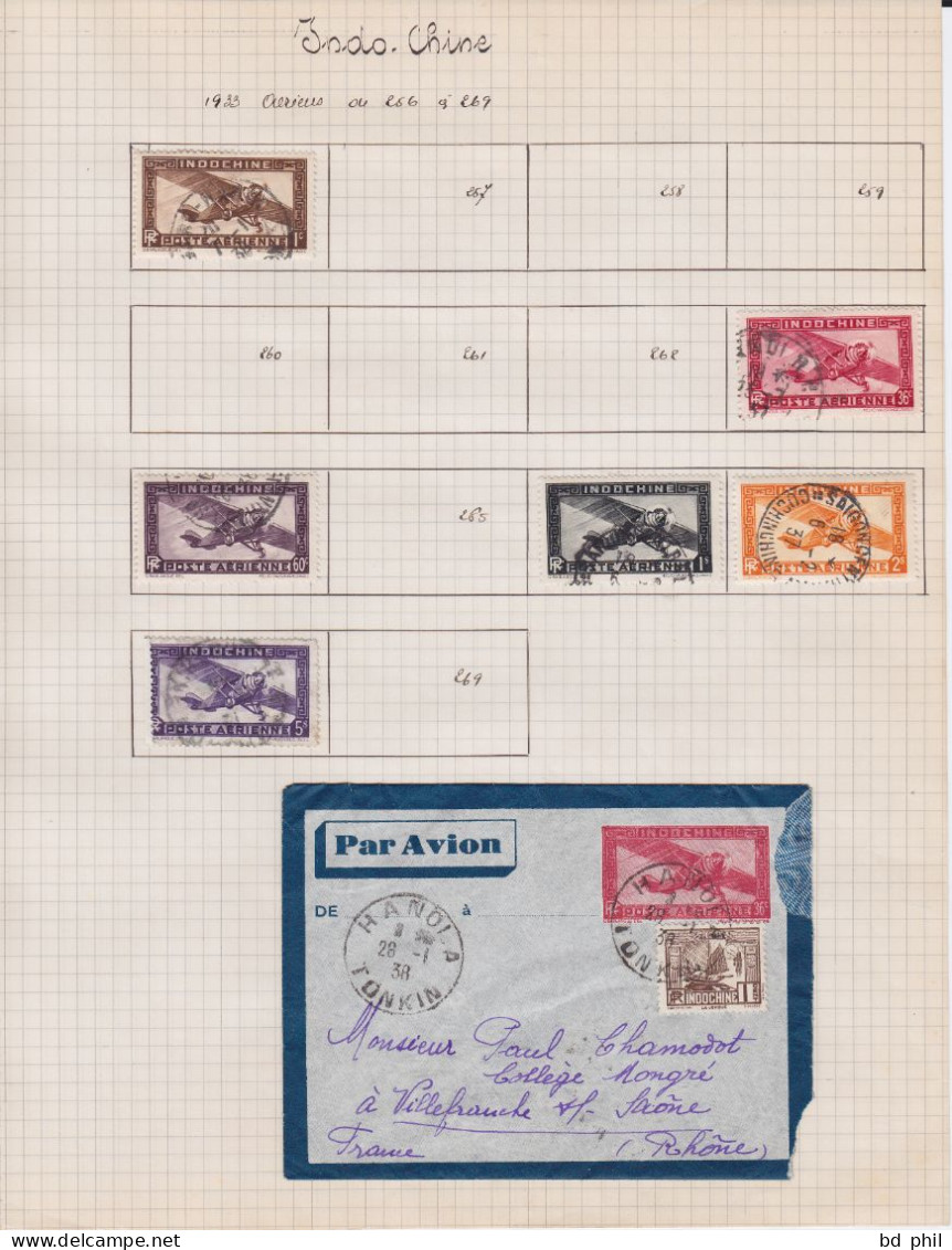 lot 102 timbres Indochine 1892 1902 1907 1919 1922 1931 1935 1936 1937 1938 1939 neuf et oblitéré avec charnière