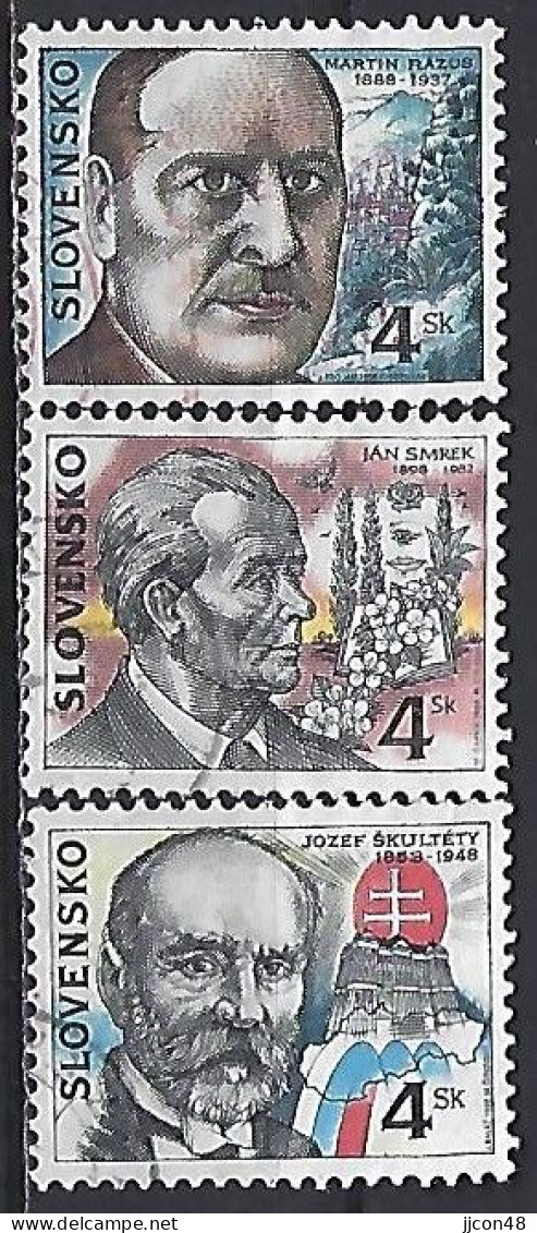 Slovakia 1998  Personalities (o) Mi.302-304 - Oblitérés