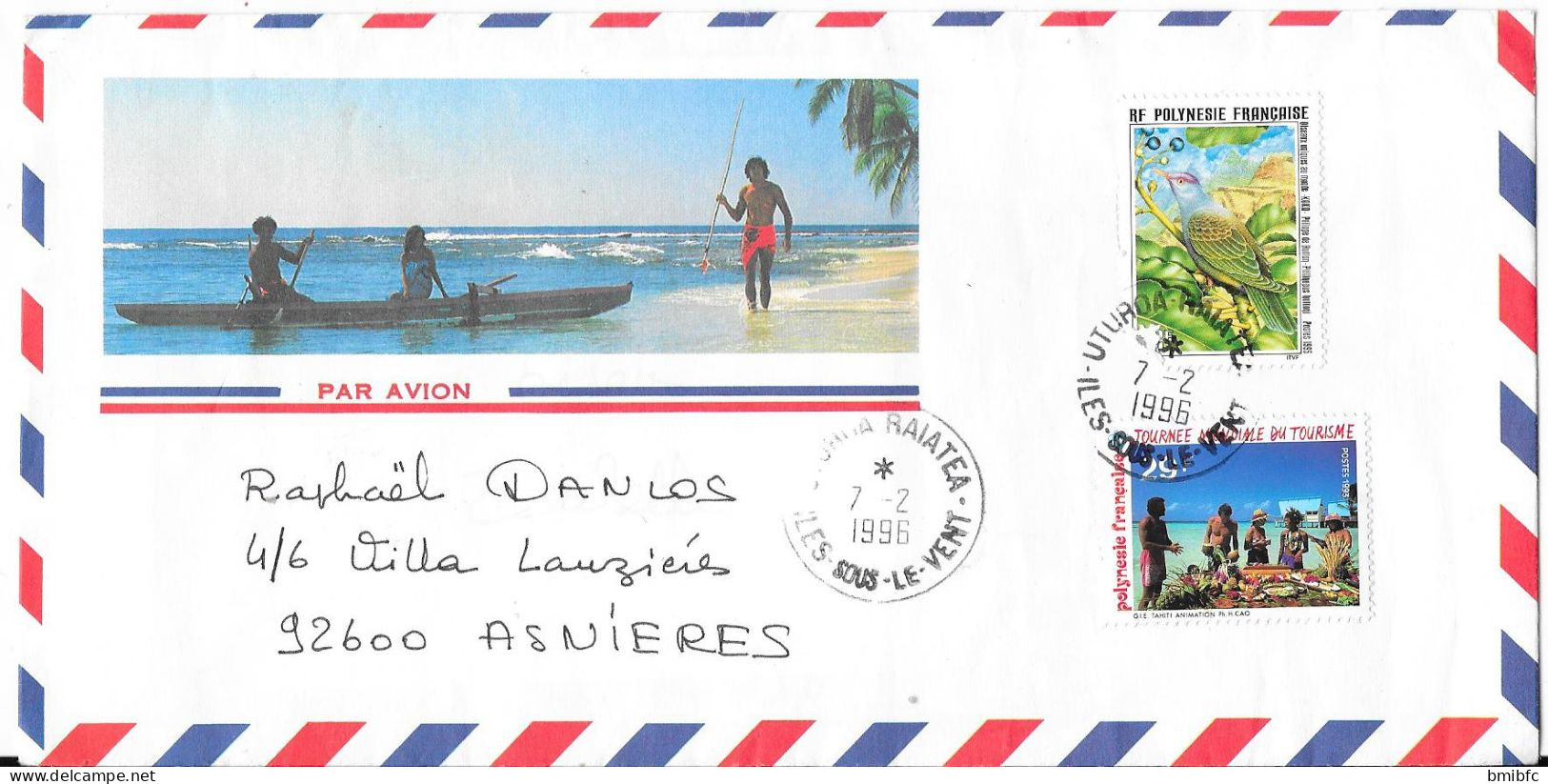 1996 Par Avion Au Départ De Uturoa - Briefe U. Dokumente