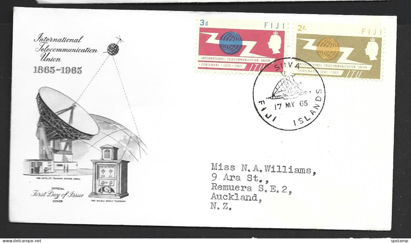 Fiji 1965 International Telecommunication Union ITU Set Of 2 On Official First Day Cover FDC Addressed - Fiji (...-1970)