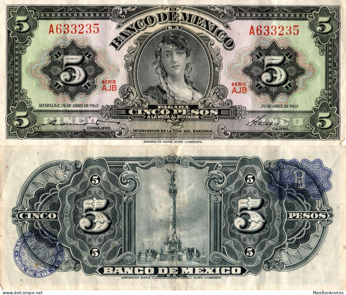 Mexico / 5 Pesos / 1963 / P-60(h) / XF - Mexico