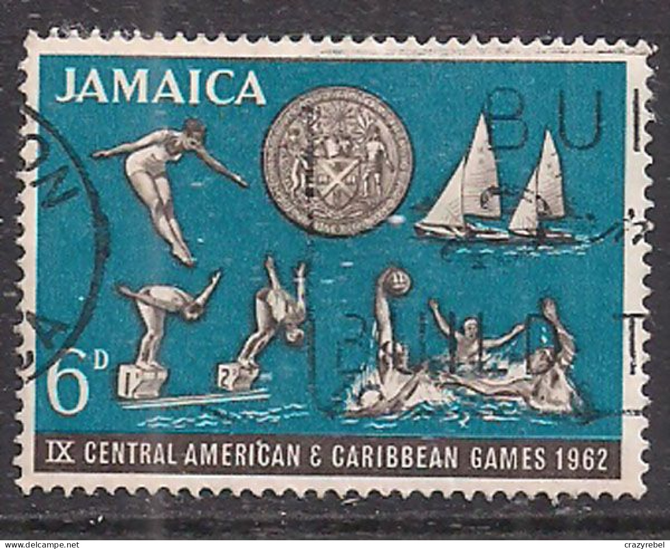Jamaica 1962 QE2 6d Games SG 298 Used ( K728 ) - Jamaica (1962-...)