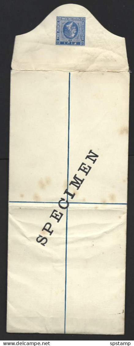 Fiji 1920 KGV 1d + 2d Blue Registered Postal Stationary Envelope Unused , Specimen Overprint , Faults - Fiji (...-1970)