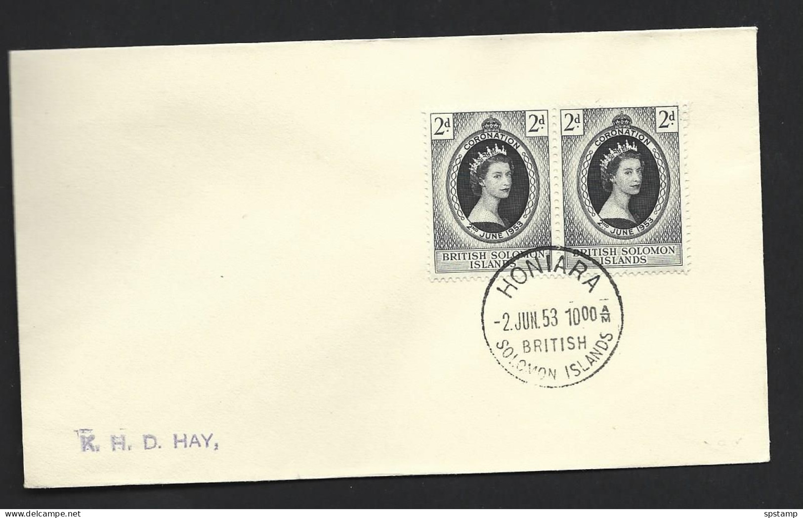 British Solomon Islands 1953 QEII Coronation Pair On Clean Plain First Day Cover FDC - British Solomon Islands (...-1978)