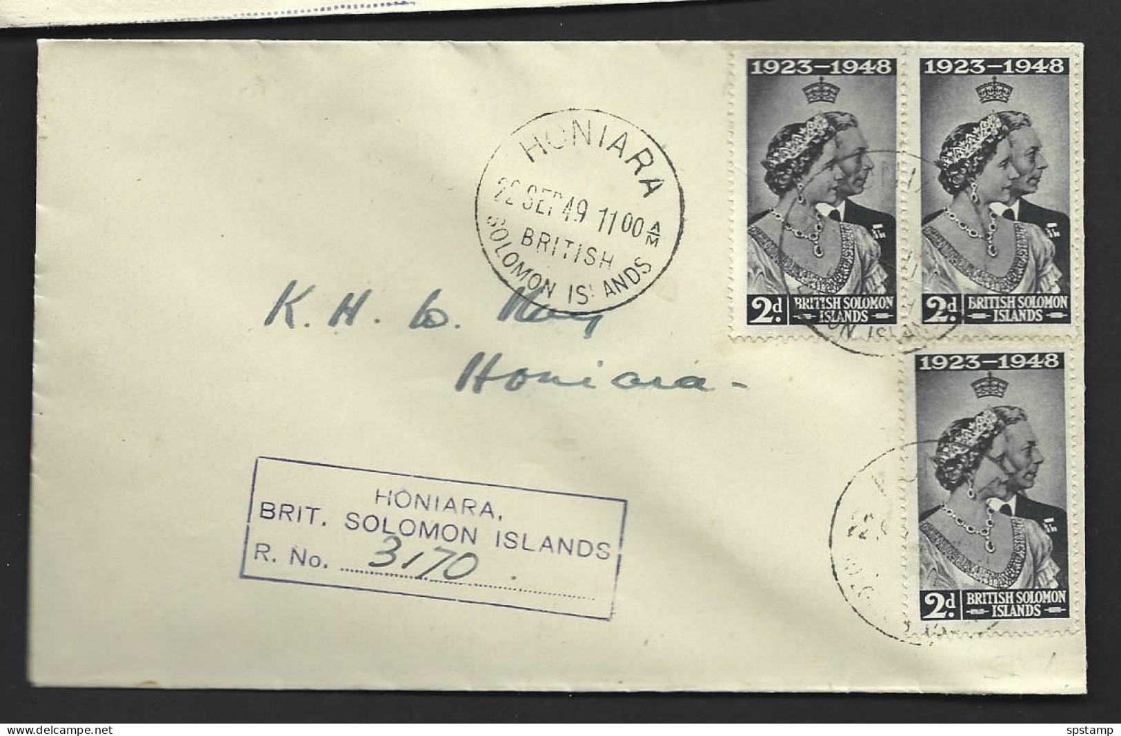 British Solomon Islands 1953 2d QEII Coronation X 3 On Clean Registered Plain First Day Cover FDC - British Solomon Islands (...-1978)