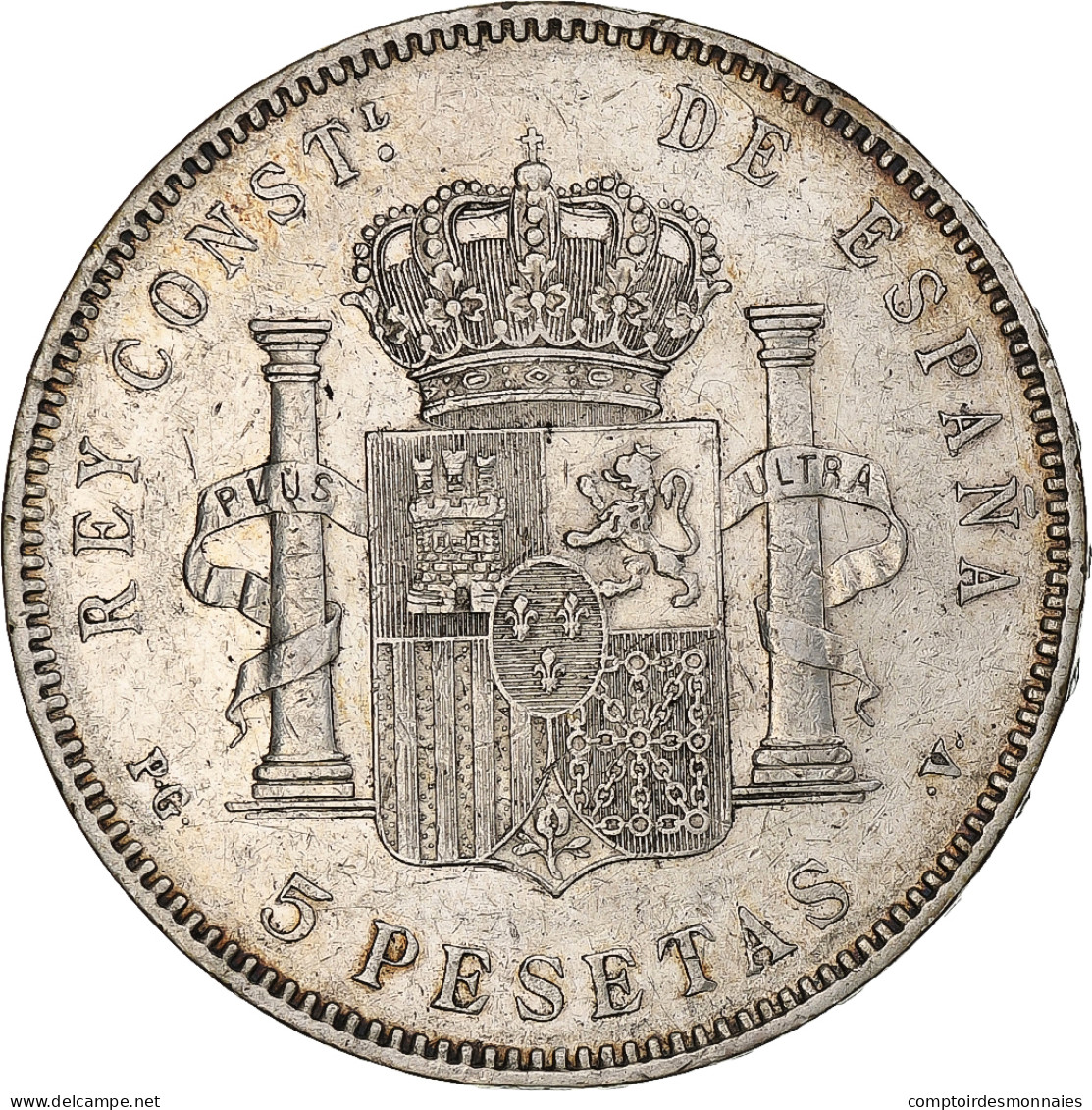 Espagne, Alfonso XIII, 5 Pesetas, 1896, Valencia, Argent, TTB+, KM:707 - Premières Frappes