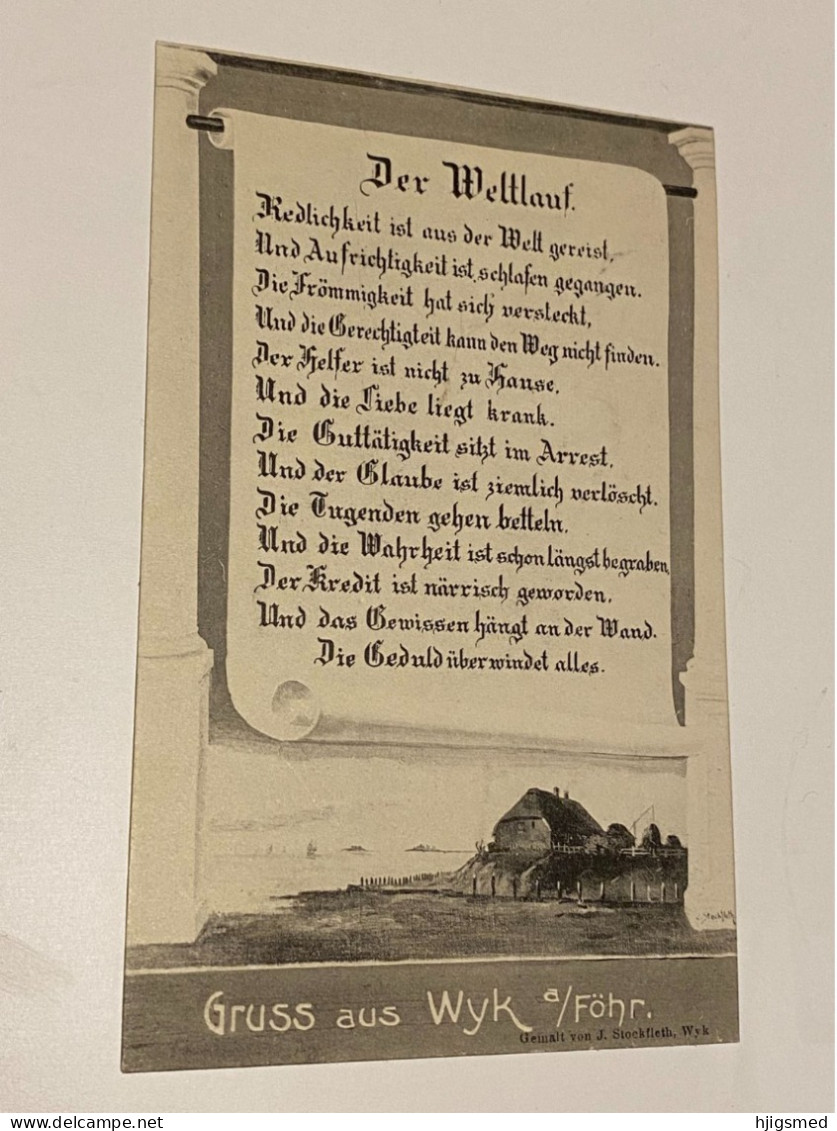 Germany Deutschland Wyk Auf Föhr Foehr Der Weltlauf Poem Gedicht Schleswig Holstein 17424 Post Card POSTCARD - Föhr