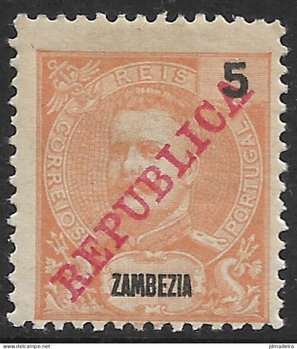 Zambezia – 1911 King Carlos Surcharged REPUBLICA 5 Réis Mint Stamp - Zambezië