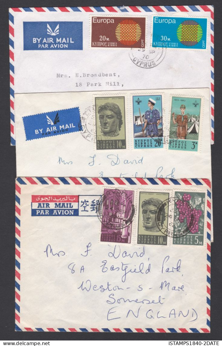 00411/ Cyprus Covers X3 1962-1970 Inc FDC - Covers & Documents
