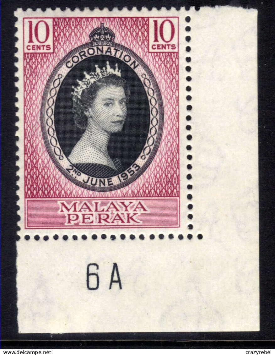 Malaya Perak 1953 QE2 10ct Coronation MM SG 149  ( K766 ) - Perak