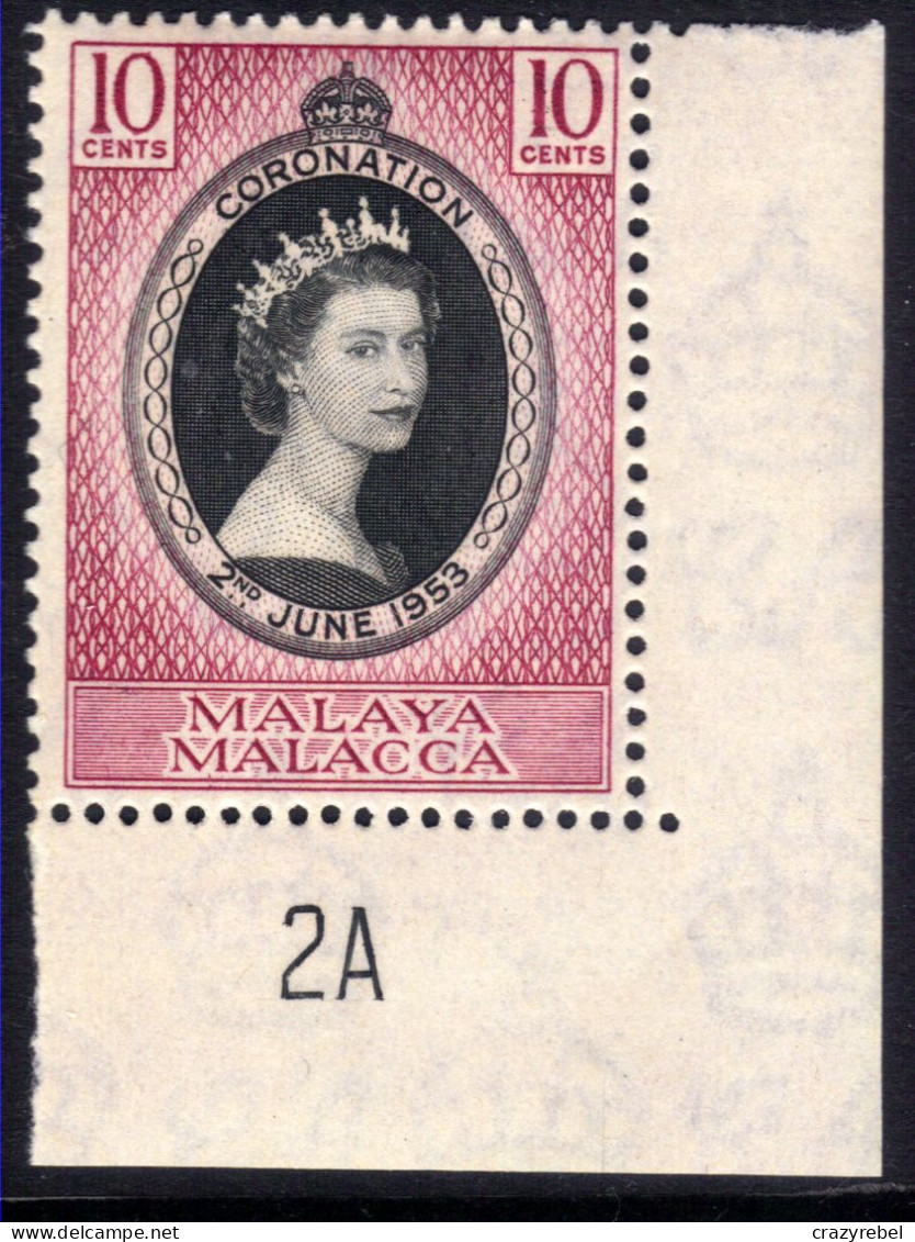Malaya Malacca 1953 QE2 10ct Coronation MM SG 22  ( J1316 ) - Malacca