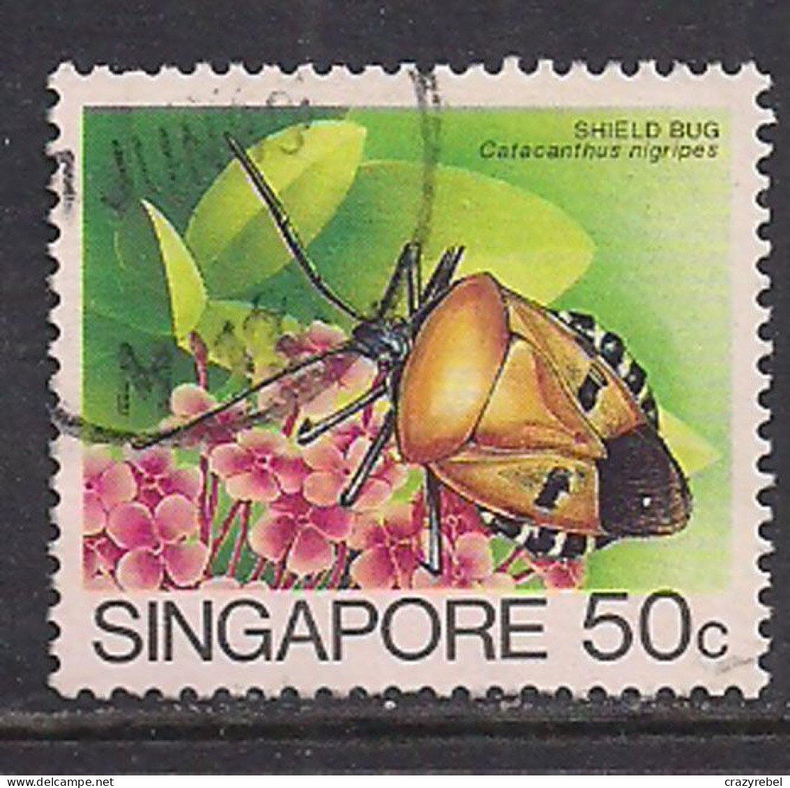 Singapore 1985-89 QE2 50c Shield Bug SG 497a Used ( C289 ) - Singapour (...-1959)