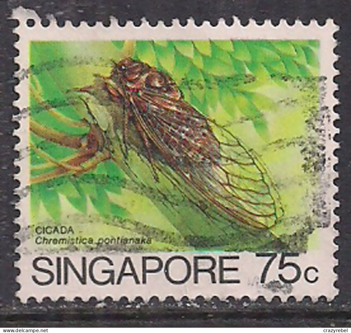 Singapore 1985-89 QE2 75c Cicada SG 498 Used ( B1283 ) - Singapour (...-1959)