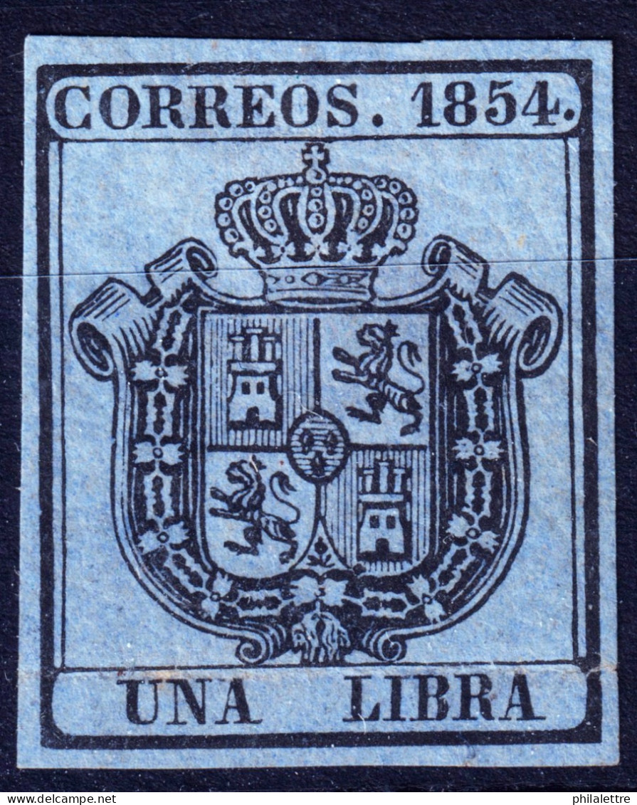 ESPAGNE / ESPANA / SPAIN 1854 OFICIAL Ed.31 Negro S/azul - Nuevo Con Goma (pliegue) - Used Stamps