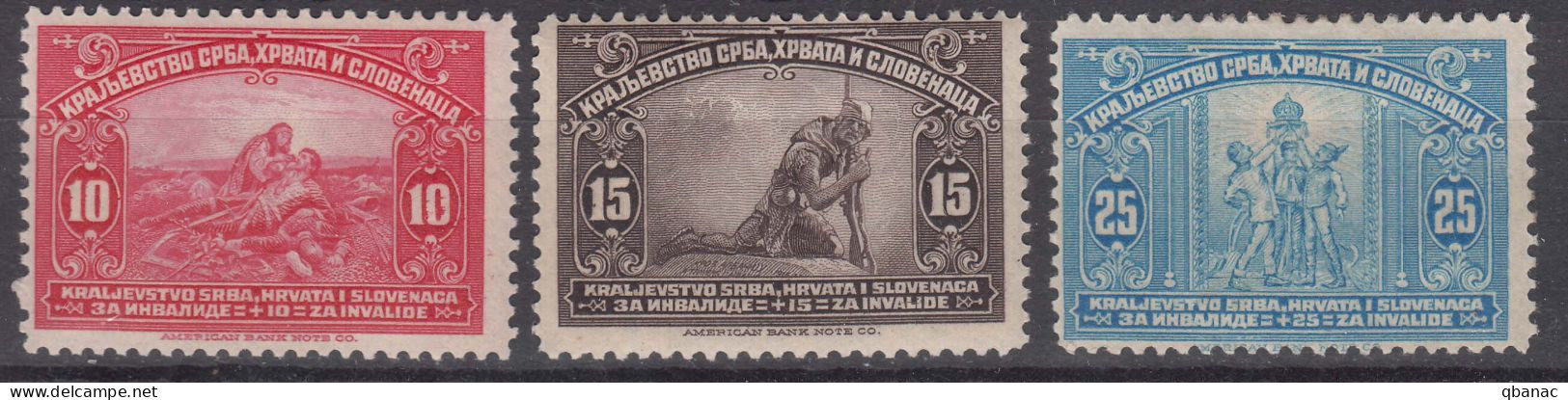 Yugoslavia Kingdom 1921 Mi#159-161 Mint Hinged - Ungebraucht