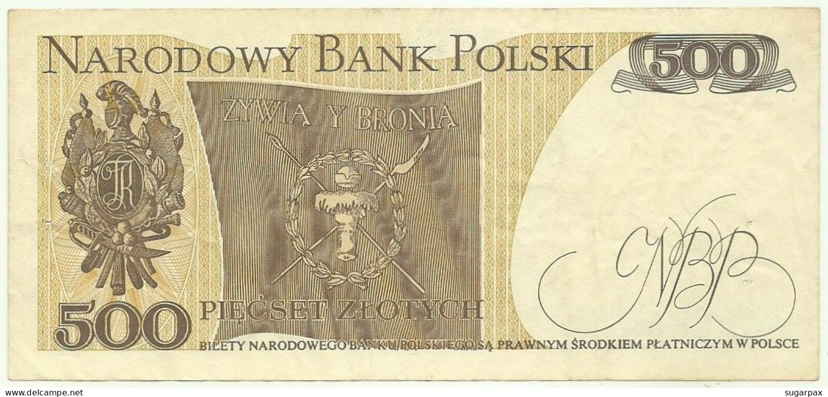POLAND - 500 Zlotych - 1982 - Pick 145.d - Série FA - Narodowy Bank Polski - Pologne