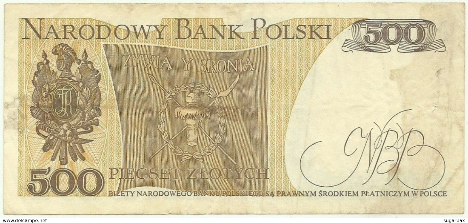 POLAND - 500 Zlotych - 1982 - Pick 145.d - Série GG - Narodowy Bank Polski - Pologne