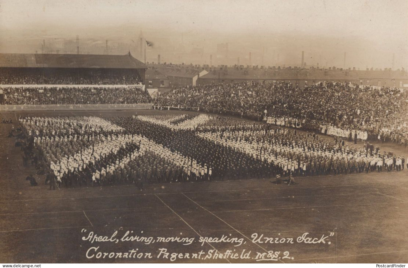 Sheffield Coronation Pageant Military Union Jack Flag Real Photo Old Postcard - Sheffield