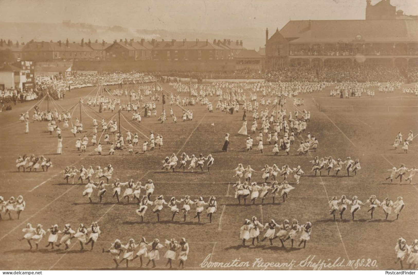 Sheffield Coronation Pageant Morris & Line Dancing Real Photo Old Postcard - Sheffield