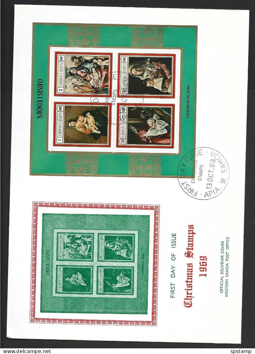 Samoa 1969 Christmas Miniature Sheet & Set Of 4 On 2 Oversized First Day CoversFDC Official Unaddressed - Samoa