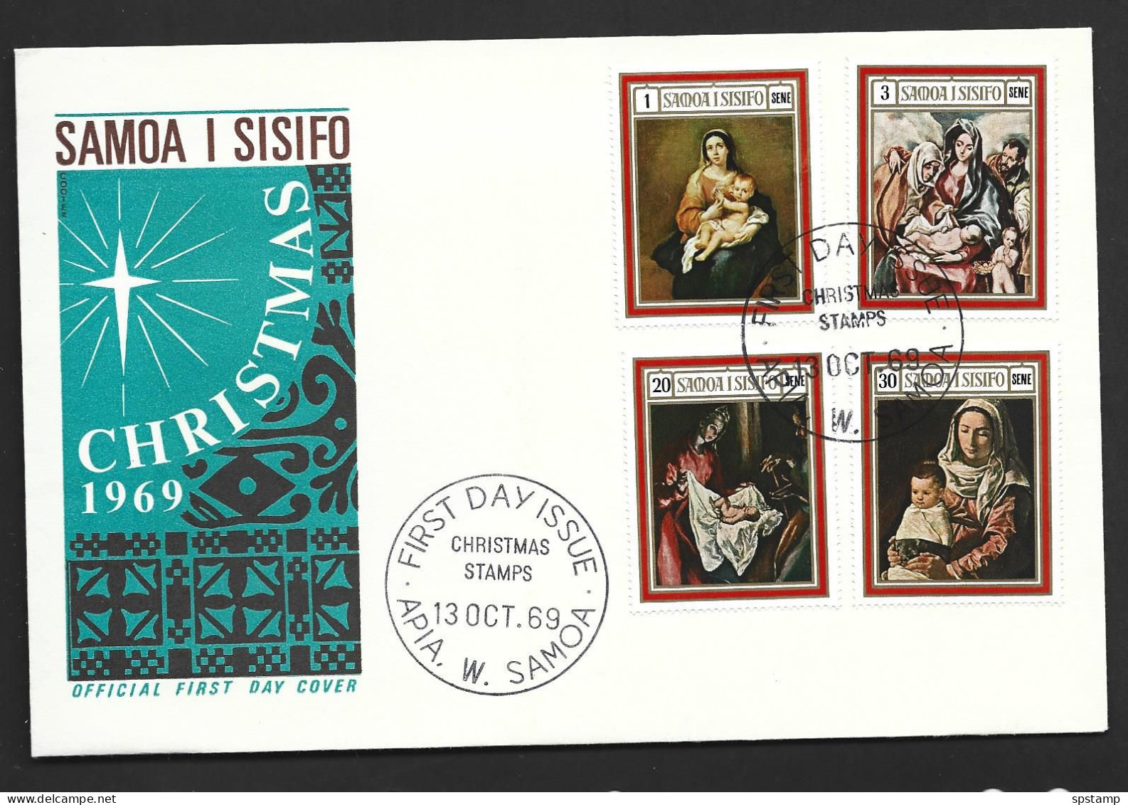 Samoa 1969 Christmas Miniature Sheet & Set Of 4 On 2 Oversized First Day CoversFDC Official Unaddressed - Samoa