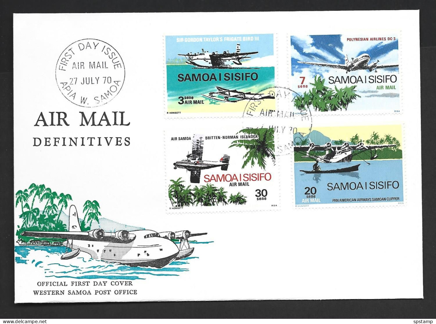 Samoa 1970 Airmail & Planes Set Of 4 On Oversized First Day Cover FDC Official Unaddressed - Samoa