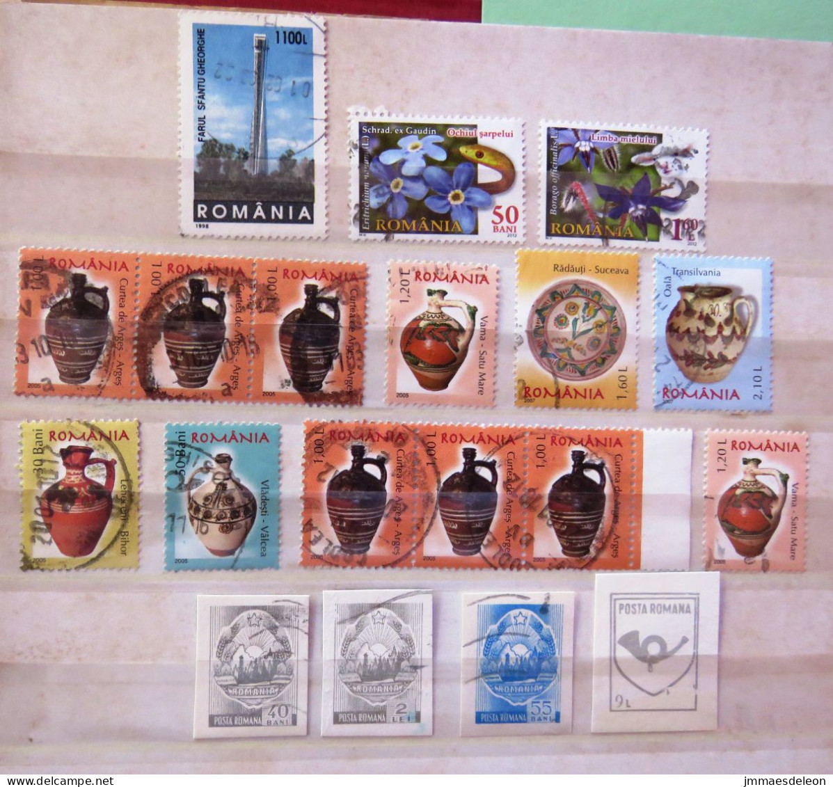 Rumania 2002 - 2012 Ceramic Flowers + Square Cuts (last Row) - Used Stamps